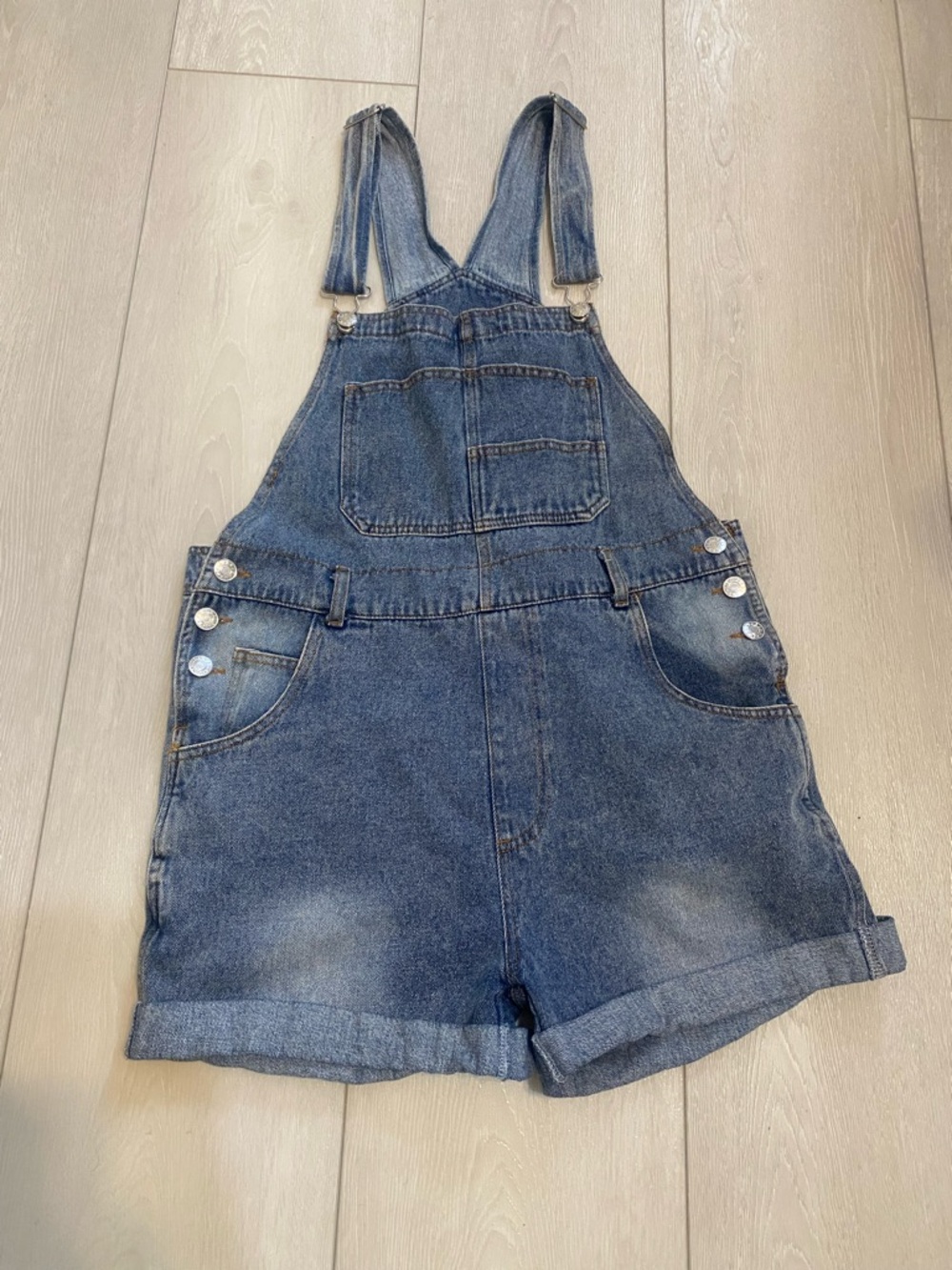 Women's Denim Short Overalls in Blue